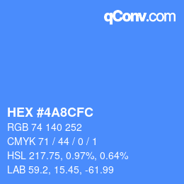 カラーコード: HEX #4A8CFC | qconv.com
