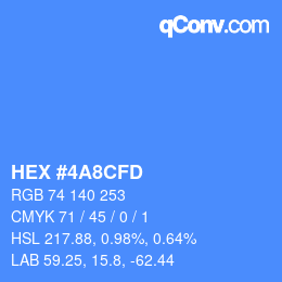 カラーコード: HEX #4A8CFD | qconv.com