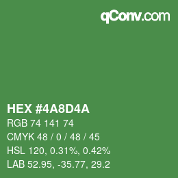 Color code: HEX #4A8D4A | qconv.com