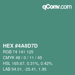 颜色代码: HEX #4A8D7D | qconv.com