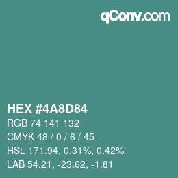 Color code: HEX #4A8D84 | qconv.com