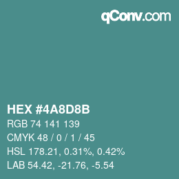 Farbcode: HEX #4A8D8B | qconv.com