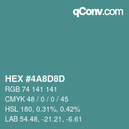 Color code: HEX #4A8D8D | qconv.com