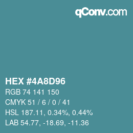 カラーコード: HEX #4A8D96 | qconv.com