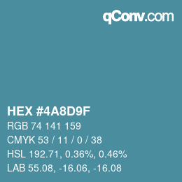 Color code: HEX #4A8D9F | qconv.com