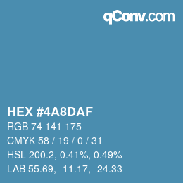 Color code: HEX #4A8DAF | qconv.com