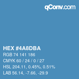 Color code: HEX #4A8DBA | qconv.com