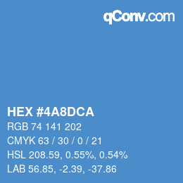 Color code: HEX #4A8DCA | qconv.com
