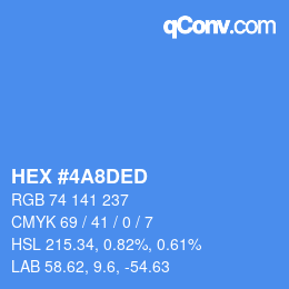Farbcode: HEX #4A8DED | qconv.com