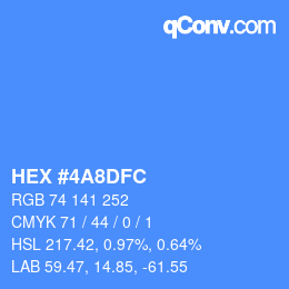 カラーコード: HEX #4A8DFC | qconv.com