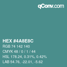 Color code: HEX #4A8E8C | qconv.com