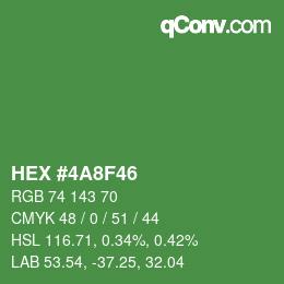 Farbcode: HEX #4A8F46 | qconv.com