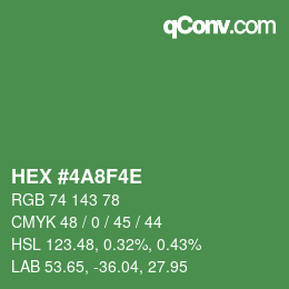 Color code: HEX #4A8F4E | qconv.com