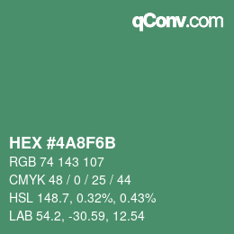 颜色代码: HEX #4A8F6B | qconv.com