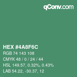Color code: HEX #4A8F6C | qconv.com