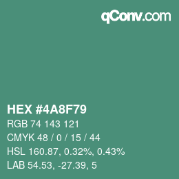 Color code: HEX #4A8F79 | qconv.com