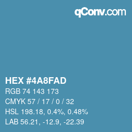 Color code: HEX #4A8FAD | qconv.com