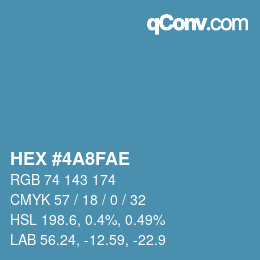 Color code: HEX #4A8FAE | qconv.com