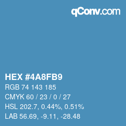 Color code: HEX #4A8FB9 | qconv.com