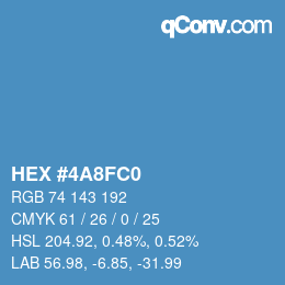 カラーコード: HEX #4A8FC0 | qconv.com
