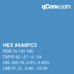 カラーコード: HEX #4A8FC3 | qconv.com