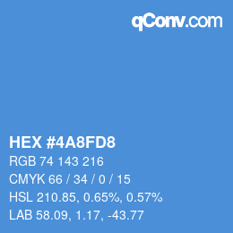 カラーコード: HEX #4A8FD8 | qconv.com