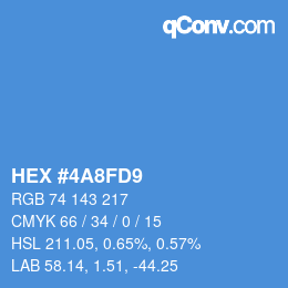 Color code: HEX #4A8FD9 | qconv.com