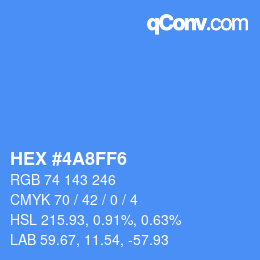 Color code: HEX #4A8FF6 | qconv.com