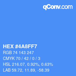 Color code: HEX #4A8FF7 | qconv.com