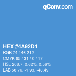 カラーコード: HEX #4A92D4 | qconv.com