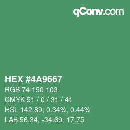 Color code: HEX #4A9667 | qconv.com