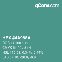 Color code: HEX #4A968A | qconv.com