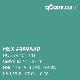 Color code: HEX #4A9A8D | qconv.com