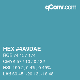 Color code: HEX #4A9DAE | qconv.com