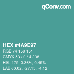 颜色代码: HEX #4A9E97 | qconv.com