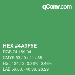 Color code: HEX #4A9F5E | qconv.com