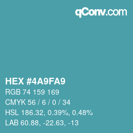 カラーコード: HEX #4A9FA9 | qconv.com