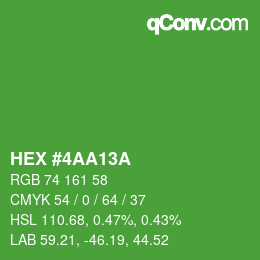 颜色代码: HEX #4AA13A | qconv.com