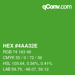 Color code: HEX #4AA32E | qconv.com