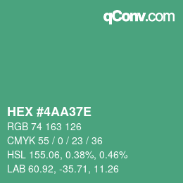 Color code: HEX #4AA37E | qconv.com