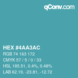Color code: HEX #4AA3AC | qconv.com