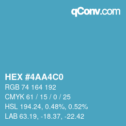 カラーコード: HEX #4AA4C0 | qconv.com
