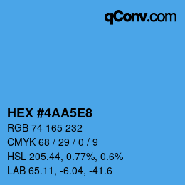 カラーコード: HEX #4AA5E8 | qconv.com