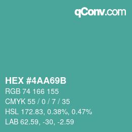 Color code: HEX #4AA69B | qconv.com