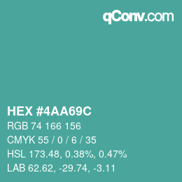 Farbcode: HEX #4AA69C | qconv.com