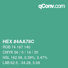 Color code: HEX #4AA78C | qconv.com