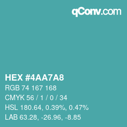 カラーコード: HEX #4AA7A8 | qconv.com
