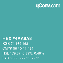 Farbcode: HEX #4AA9A8 | qconv.com