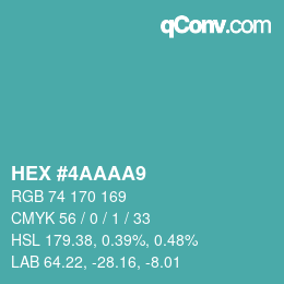 Farbcode: HEX #4AAAA9 | qconv.com