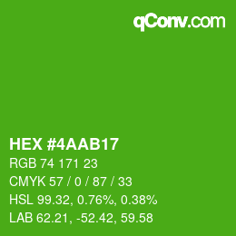 颜色代码: HEX #4AAB17 | qconv.com